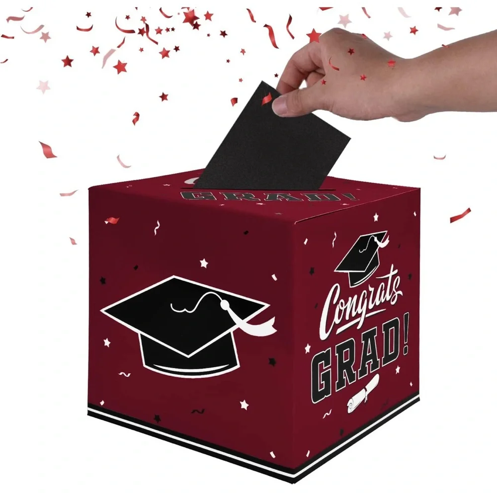 Graduation Party Gift Box - Maroon and Black